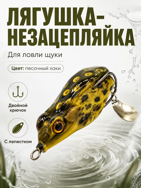 Лягушка-незацепляйка для щуки, силиконовая приманка с двойным крючком