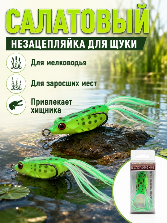 Лягушка-незацепляйка для щуки, силиконовая приманка с двойным крючком - 