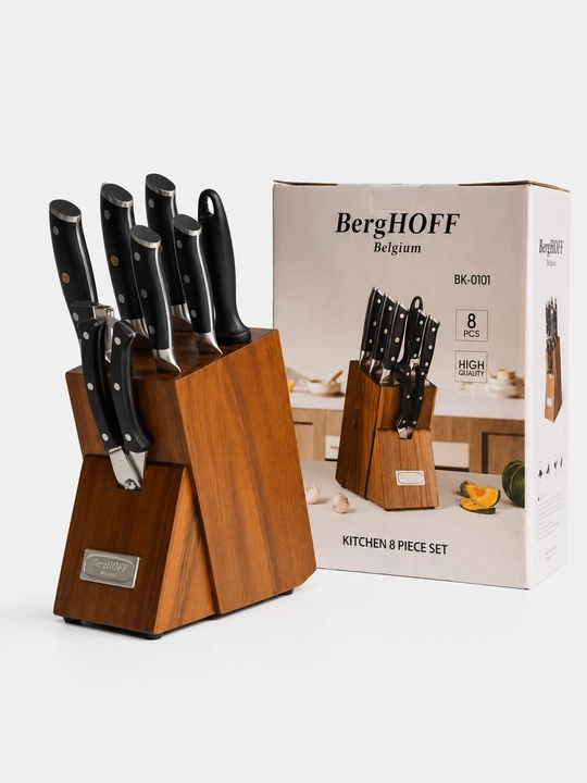 BergHOFF premium oshxona pichoqlari to‘plami, yog‘och taglik bilan, 8 dona - 