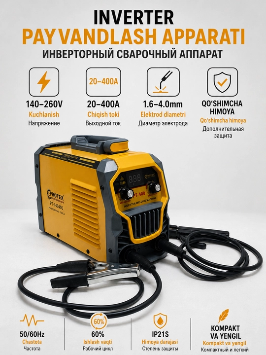 PROTEX, Inverterli payvandlash apparati, MMA payvandlash apparati,svarka apparat 380A 400A - 