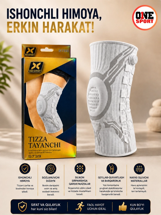 Premium sozlanadigan tizza bandaji – sport va kundalik foydalanish uchun tizza tayanchi