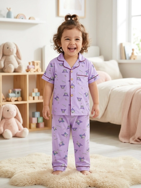 Kuromi pijama, qizlar pijamasi, bollar pijamasi, tugmali pijama, yumshoq pijama, bollar kiyimi - 