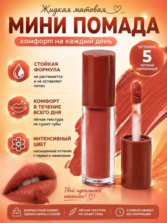 Suyuq matli mini lab bo'yog'i, 6 rang - 