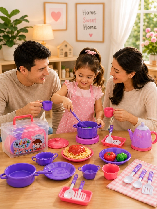 Детский игровой набор посуды и кухонных принадлежностей Kitchen для детей для девочек