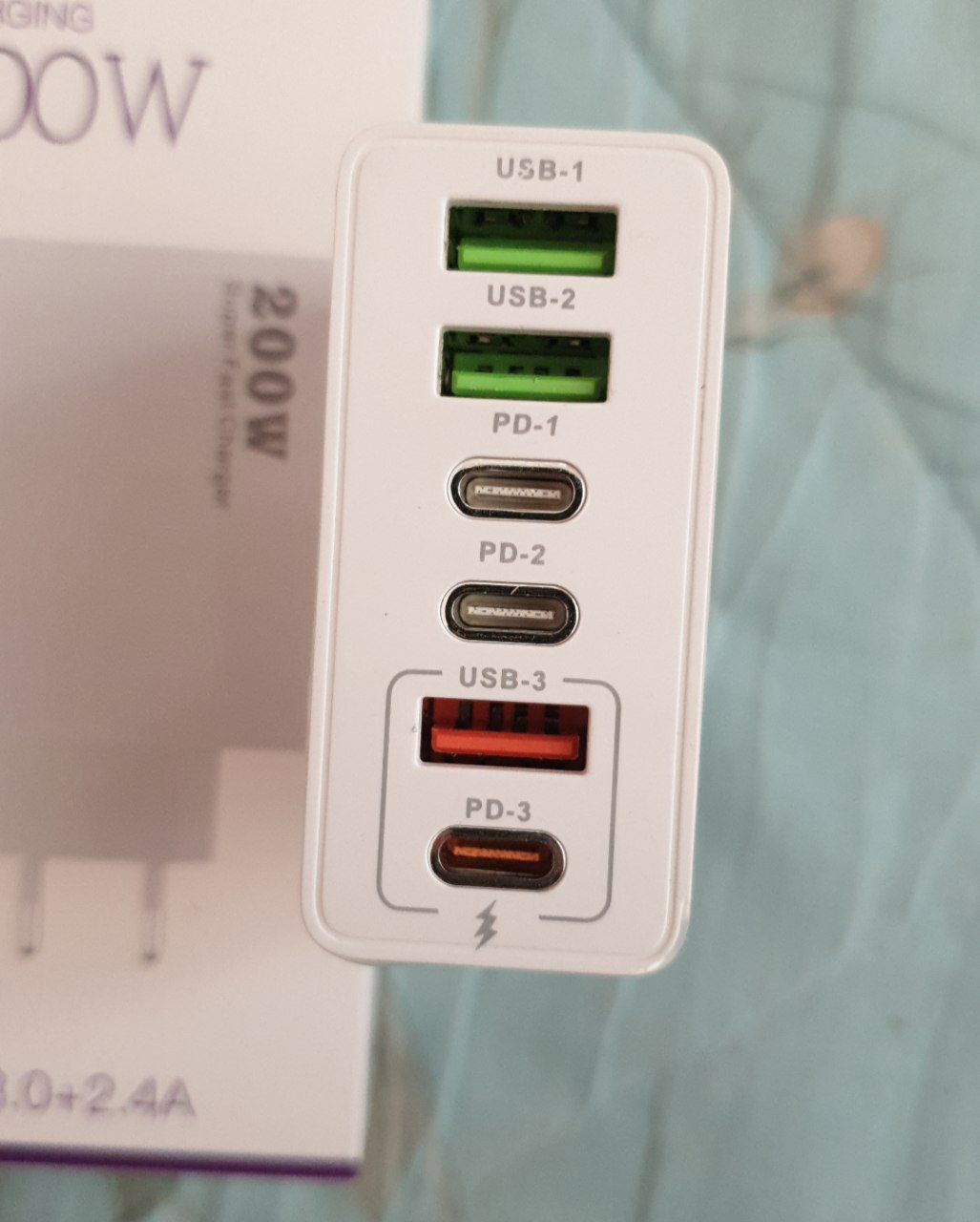 Блок питания, 200W,  6 портов (USB-A и Type-C PD) TURBO зарядка,адаптер, зарядчик