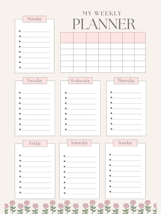 Недельный планер, weekly planner, планер на неделю, еженедельный планер, ежедневник - 