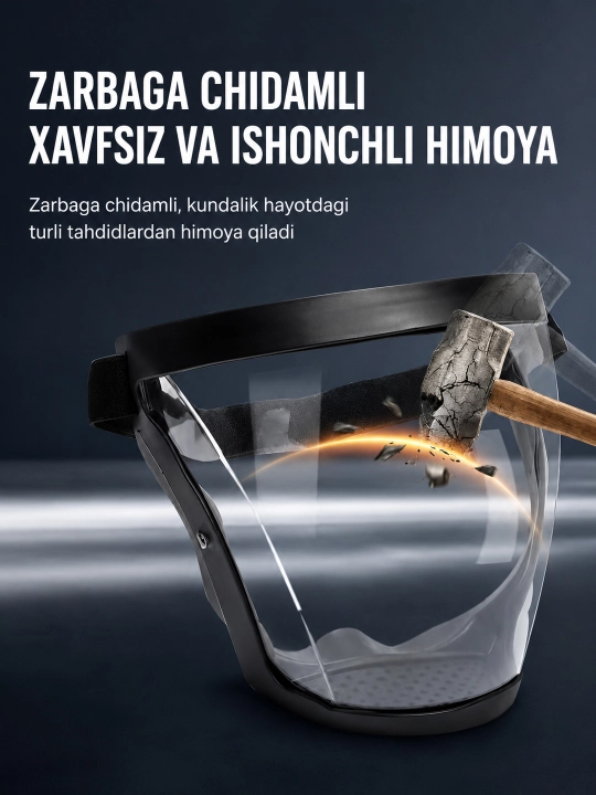 Himoya yuz niqobi, shaffof himoya qalqoni, ish va sport uchun
