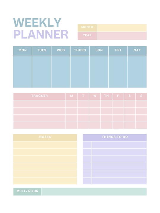 Недельный планер, weekly planner, планер на неделю, еженедельный планер, ежедневник - 