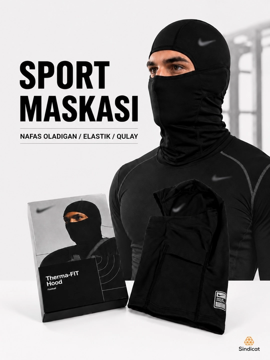 Sport balaklava niqobi, termo fit, elastik, atletlar uchun termo - 