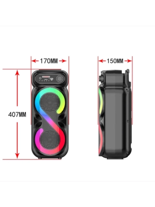 Ko'p Funksiyali Bluetooth Karaoke Kolonkasi, Mikrofon, RGB LED va Masofadan Boshqaruv