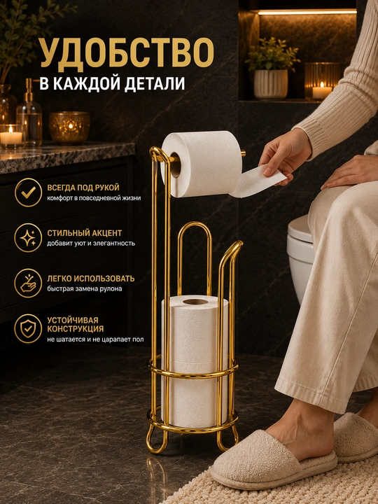 Напольная подставка для туалетной бумаги – удобный держатель и органайзер для ванной