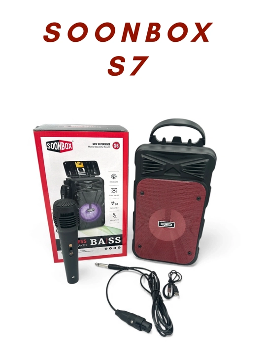 SOONBOX S7 portativ karaoke karnayi — kuchli ovoz, mikrofon va zamonaviy dizayn