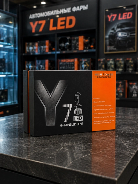Y7 LED H4 Mini avtomobil faralari uchun linzalangan svetodiodli chiroqlar, 2 dona