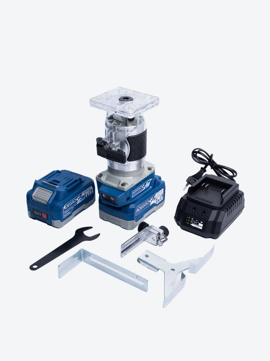 ADEGSO simsiz yog‘och frezeri – 21V, akkumulyatorli, to‘plamda zaryad qurilmasi bilan
