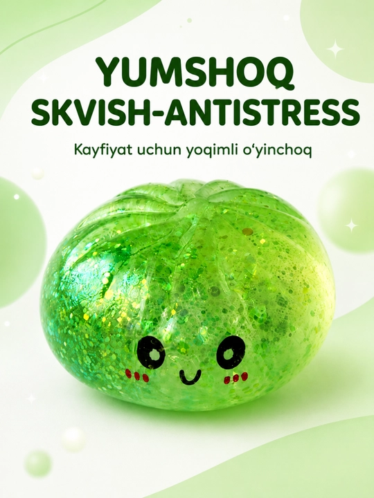 Skvish-antistress manti shaklidagi yumshoq yaltiroq o‘yinchoq, rang tasodifiy - 