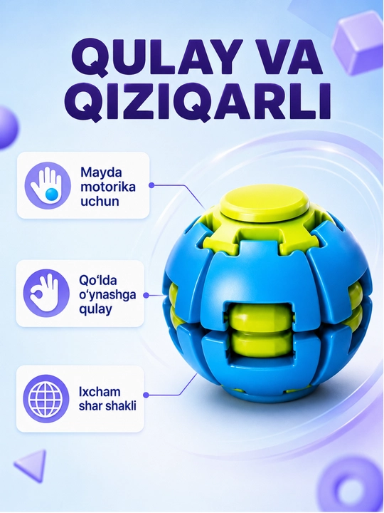 Antistress o‘yinchoq sehrli shar, motorika uchun rangli fidget, rang tasodifiy