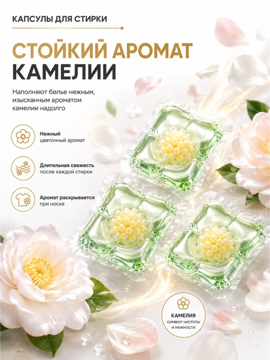 Капсулы для стирки 5 в 1, глубокое очищение и стойкий аромат 100 штук