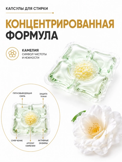 Капсулы для стирки 5 в 1, глубокое очищение и стойкий аромат 100 штук