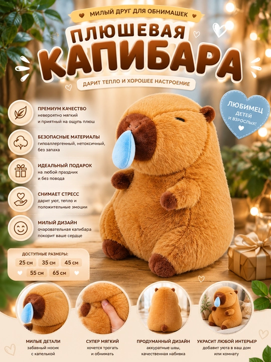 Семейство капибар – мягкая игрушка премиум-класса