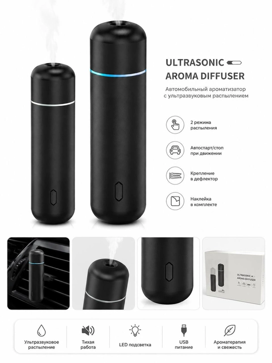 Ультразвуковой автомобильный аромадиффузор (Ultrasonic Aroma Diffuser) - 