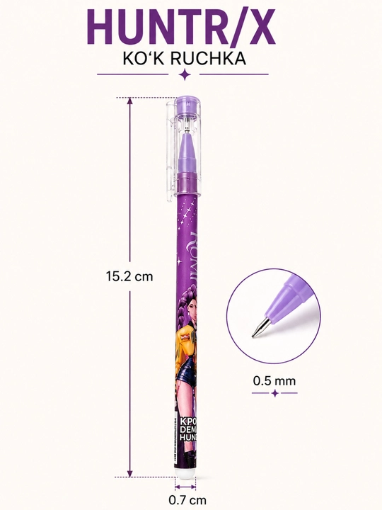 HUNTRX ko'k siyohli gel ruchka 0.5 mm, yumshoq yozuvchi maktab va ofis uchun