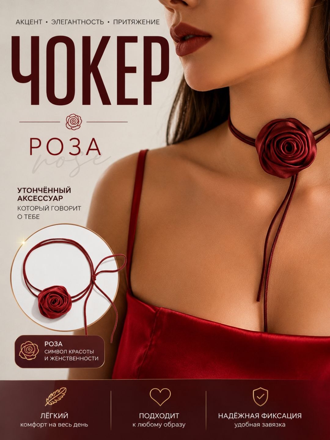 Bo'yinga taqiladigan gulli chokerlar, qora, qizil, yaltiroq toshli choker - 