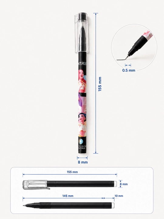 HUNTRX ko'k siyohli gel ruchka 0.5 mm, yumshoq yozuvchi maktab va ofis uchun