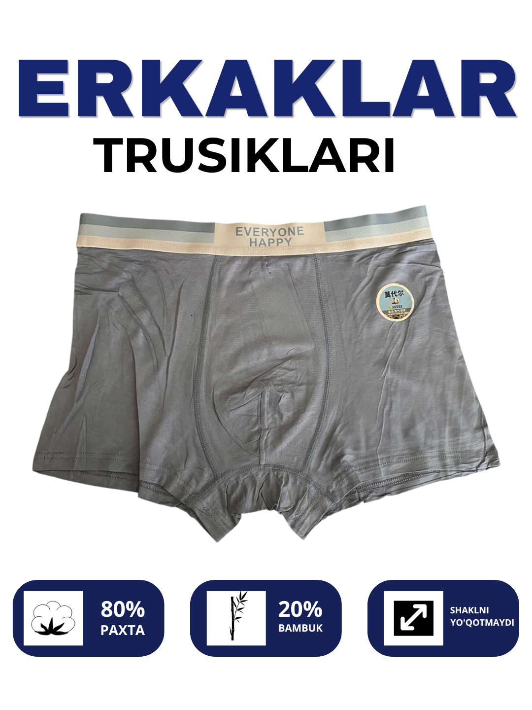 Erkaklar uchun trusilari, ichki kiyim, yorqin ranglarda, yumshoq - 