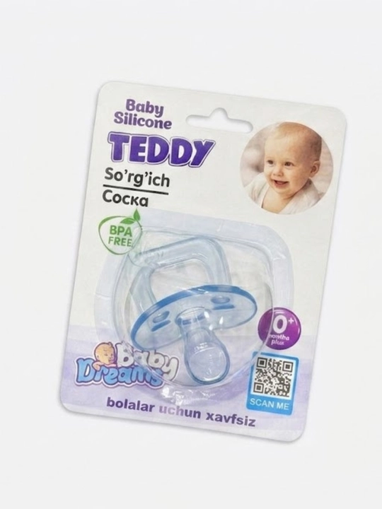 Chetki silikon so'rg'ich Baby Dreams Teddy, chaqaloqlar uchun, 0+ oy, BPA free, pushti