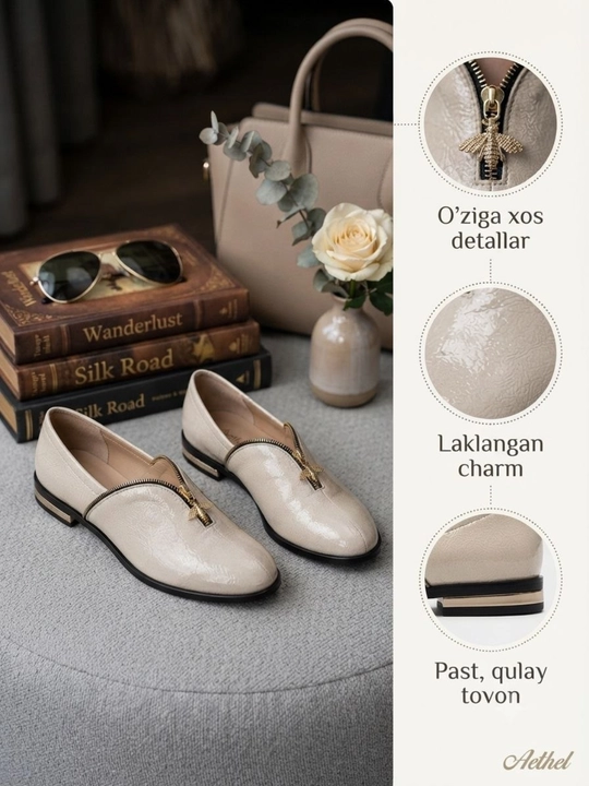 Ayollar uchun tuflilar, laklangan, charm, zamsh, zamokli, 35-40