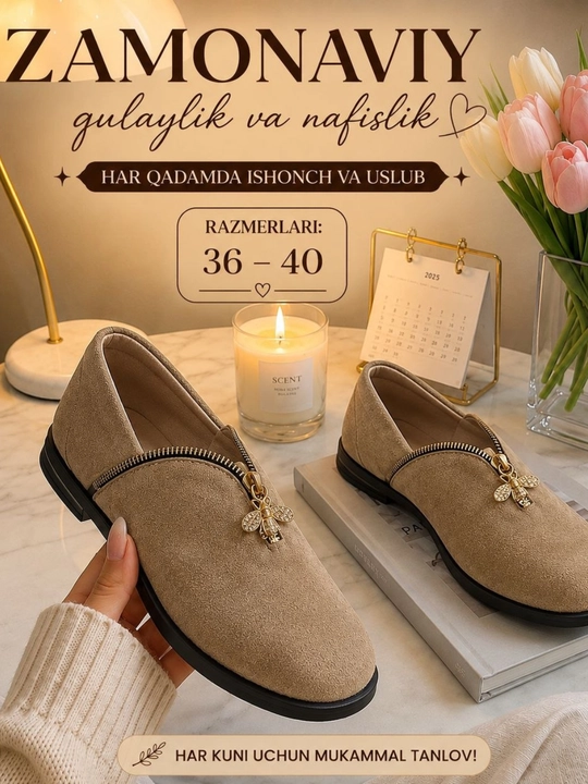 Ayollar uchun tuflilar, laklangan, charm, zamsh, zamokli, 35-40 - 