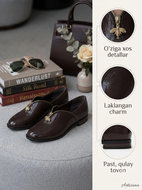 Ayollar uchun tuflilar, laklangan, charm, zamsh, zamokli, 35-40