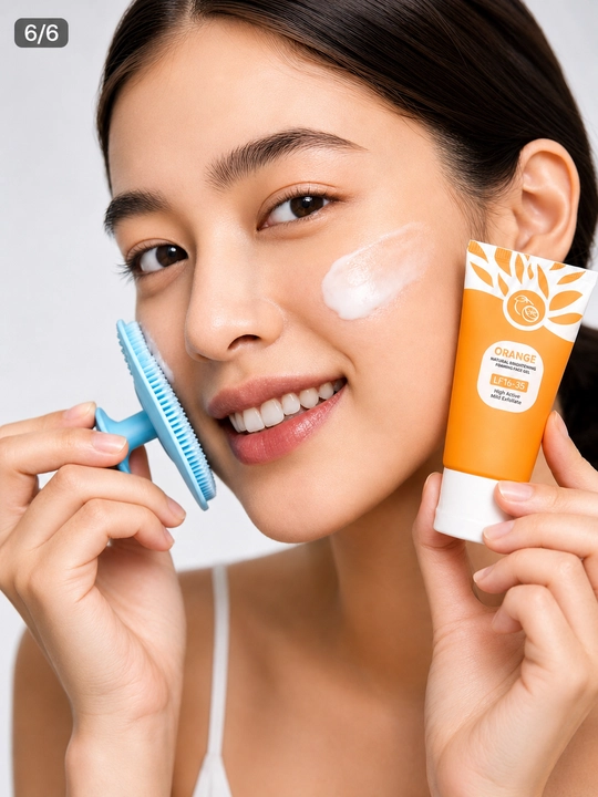 POUQUR Orange yuz uchun fermentli piling gel, oqartiruvchi, eksfoliatsiyalovchi yorituvchi
