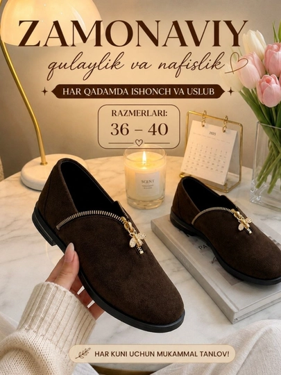 Ayollar uchun tuflilar, laklangan, charm, zamsh, zamokli, 35-40 - 