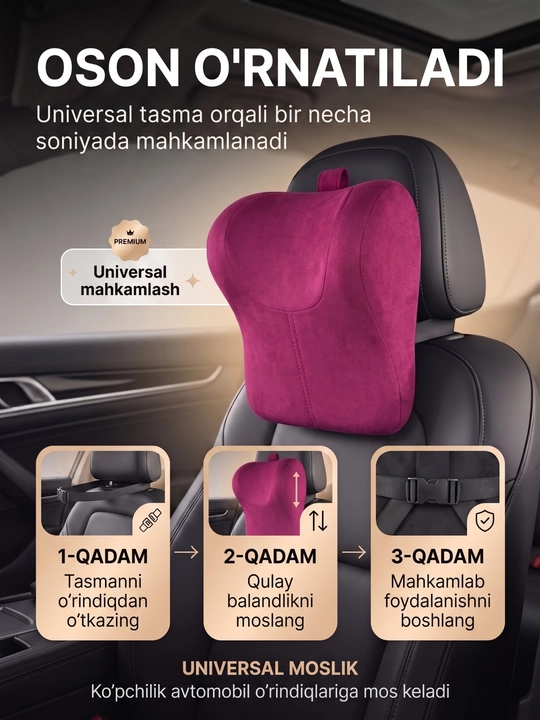 Анатомическая подушка для автомобиля, Memory Foam, опора для шеи и головы