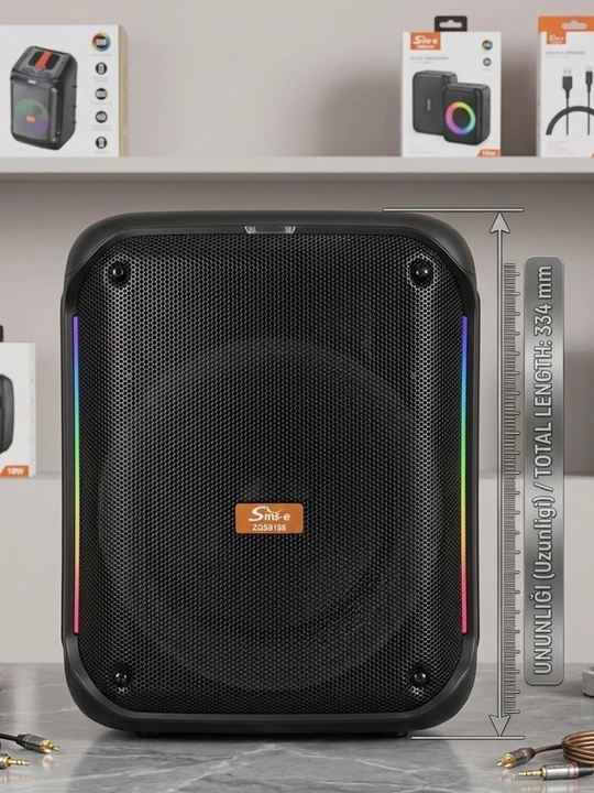 Portativ Bluetooth karnay, 8 dyuym, simsiz, mikrofonli, USB/AUX/TF, 3000 mA·soat