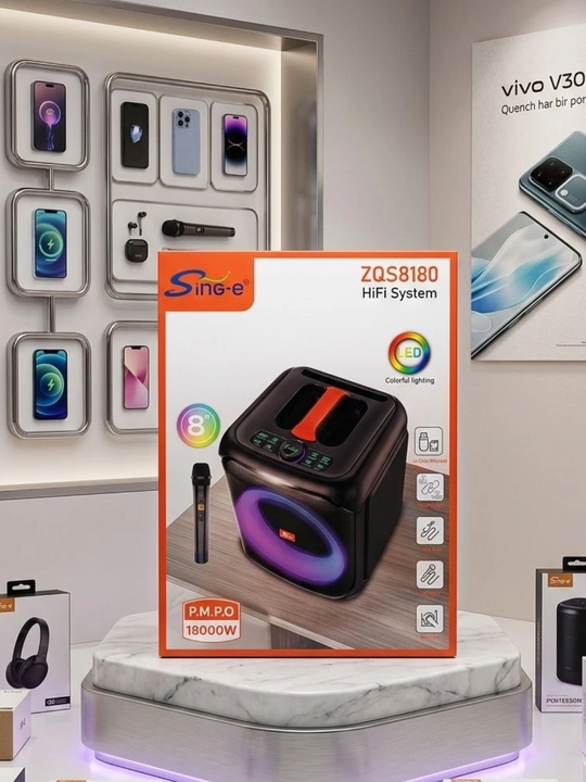 Portativ Bluetooth karnay, 8 dyuym, simsiz, mikrofonli, USB/AUX/TF, 3000 mA·soat