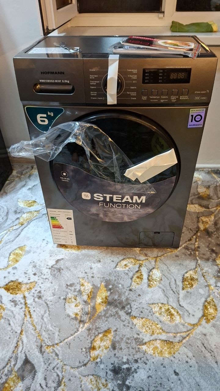 Hofmann kir yuvish mashinasi 6kg, BLDC invertorli motor, 13 ta dastur, A+++