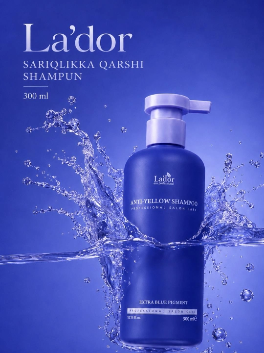 Sariq sochlar uchun sariqlikka qarshi La’dor Anti-Yellow shampuni, 300 ml