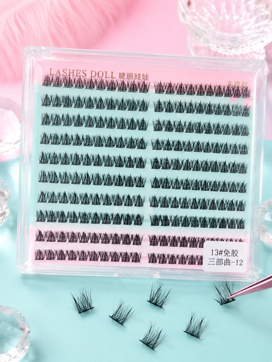 Самоклеящиеся пучковые ресницы Lashes Doll без клея - 