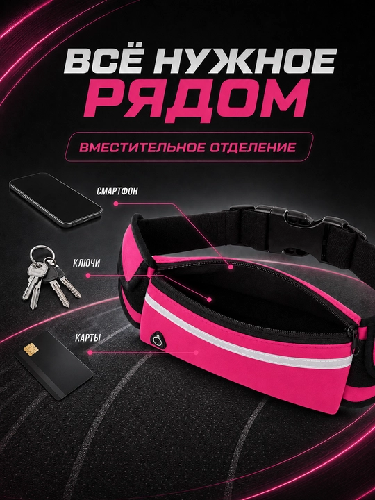Belbog‘ sumkasi, sport, yugurish, telefon va butilkalar uchun fitnes sumkasi