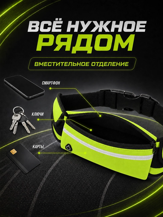 Belbog‘ sumkasi, sport, yugurish, telefon va butilkalar uchun fitnes sumkasi