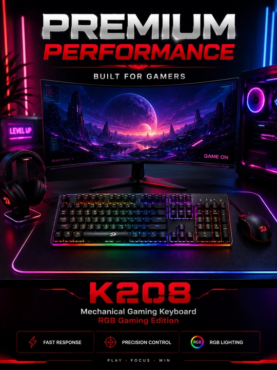 K208 Mechanical Gaming Keyboard – RGB mexanik klaviatura