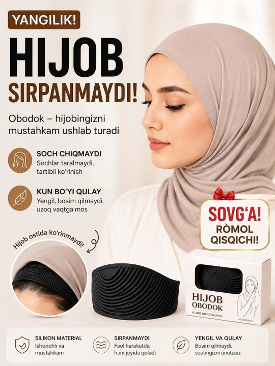 Hijob ushlab turadigan obodog, silikon ro'mo'l ushlagich - 