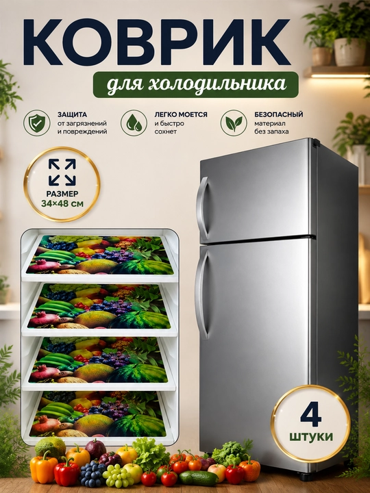 Коврик для холодильника, кухни, 4 шт - 