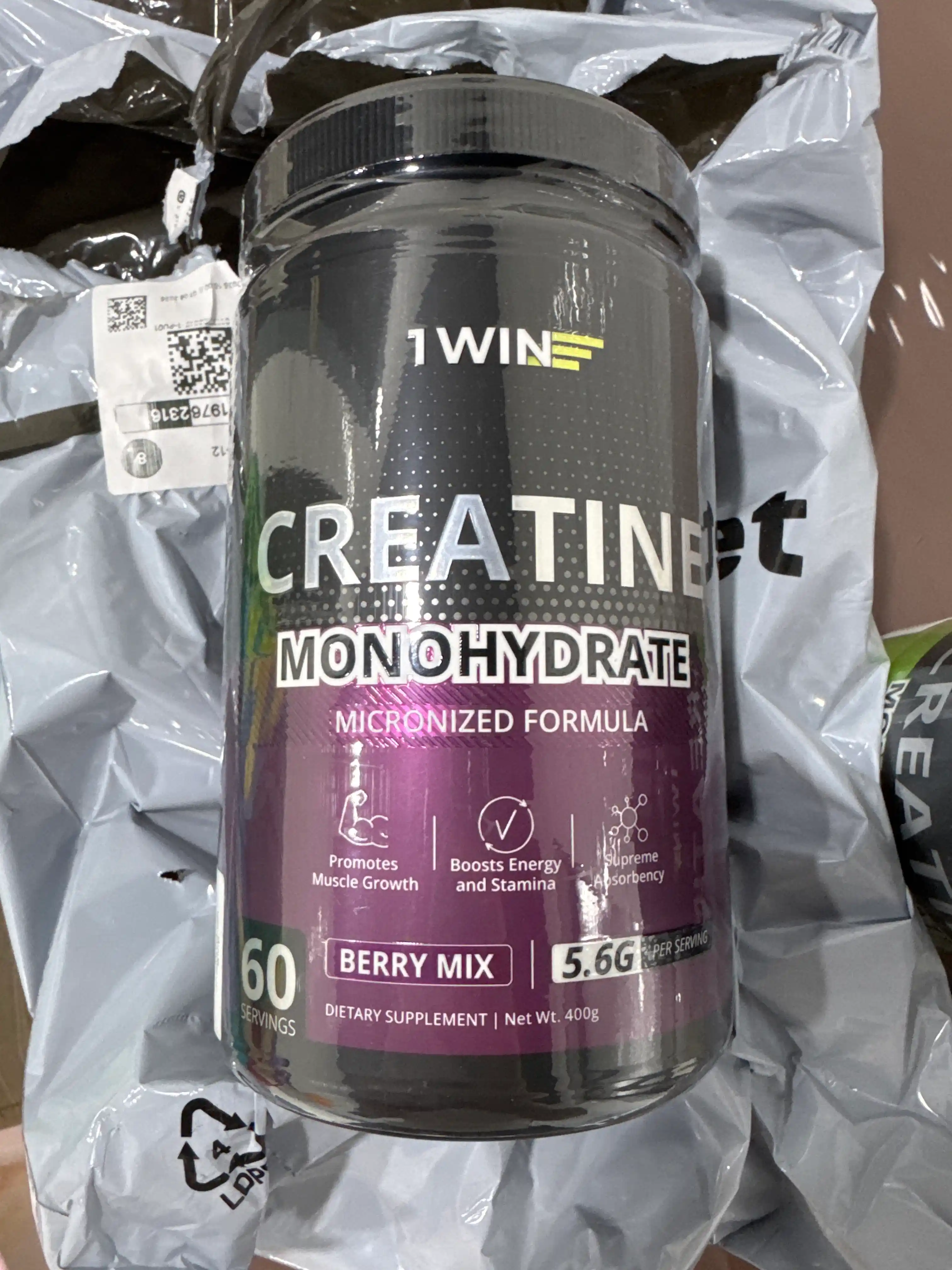 Креатин моногидрат 1WIN, creatine monohydrate + витамин С, 400 гр, со вкусом