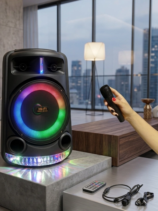 Portativ Bluetooth karnay, 8 dyuym, simsiz, mikrofonli, USB/AUX/TF, 3000 mA·soat