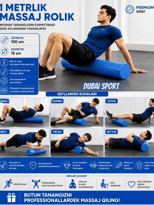 EVA Massaj Roligi – Mushaklarni Tiklash va Fitnes uchun