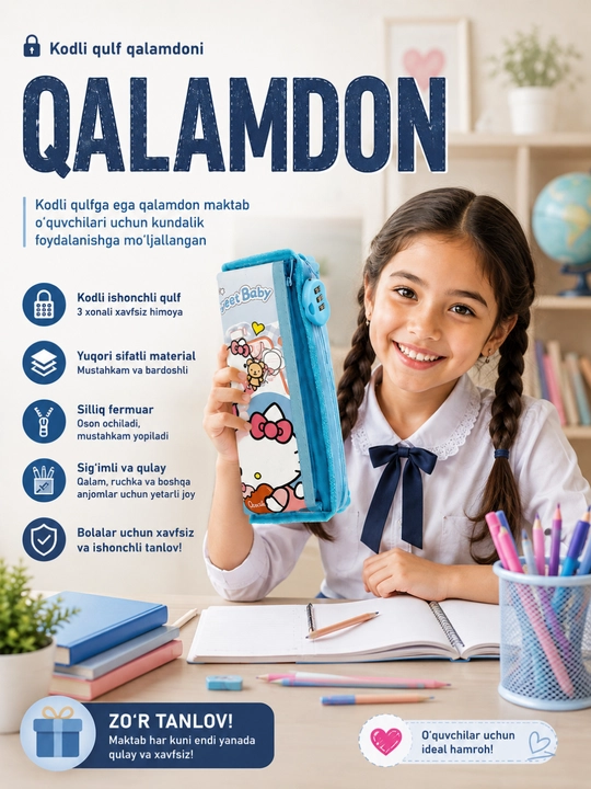 Maktab penali, zamokli penal, o‘quvchi uchun, qalamdon