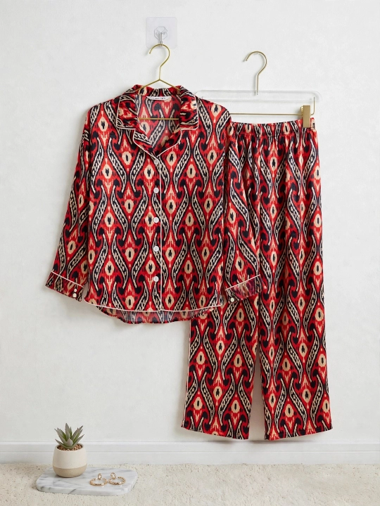 SAMY STORE milliy adras ayollar pijamasi - Atlas pijama to‘plami